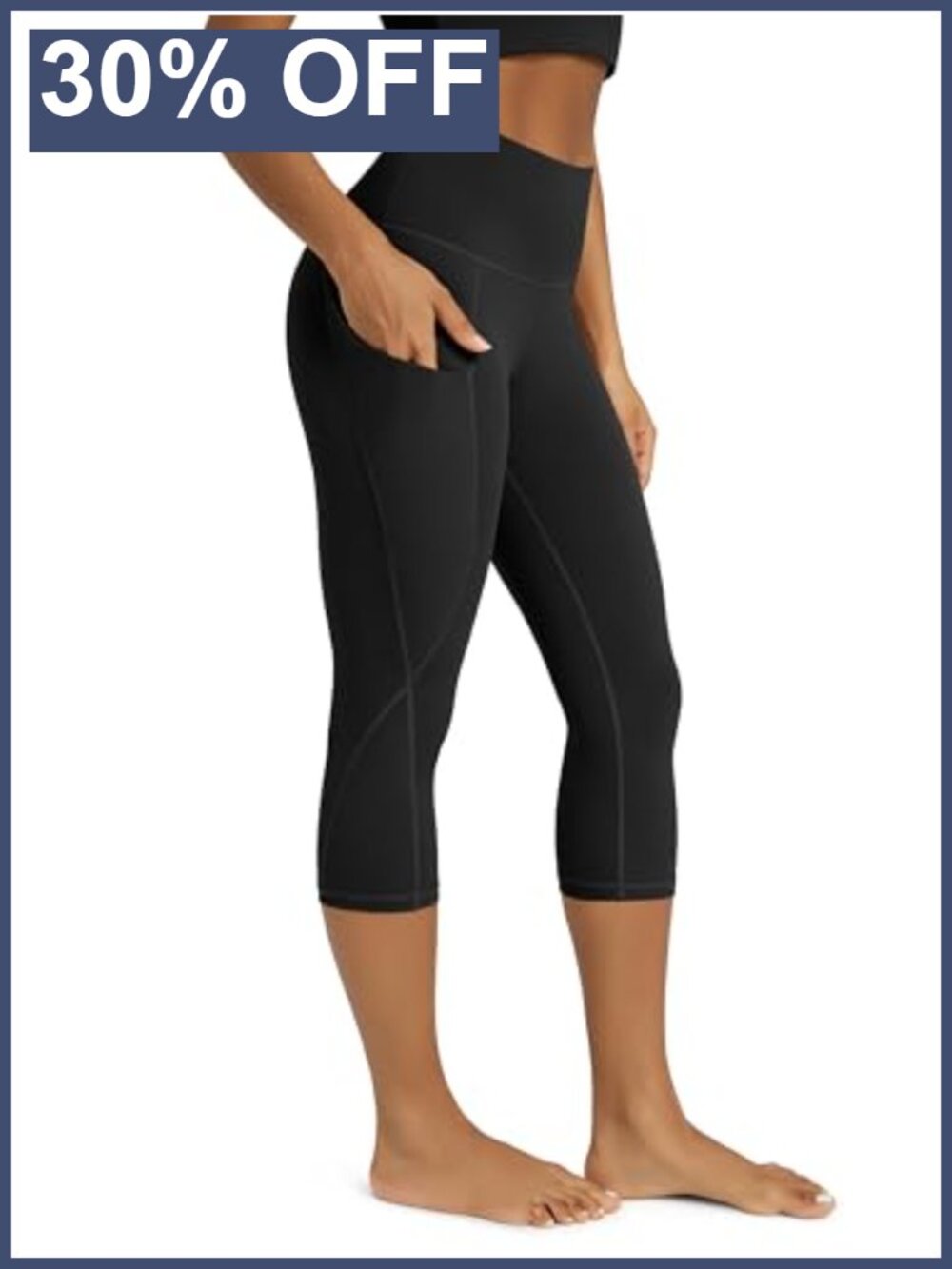 High Waisted Yoga Capris with Pockets Tummy Control Workout Leggings